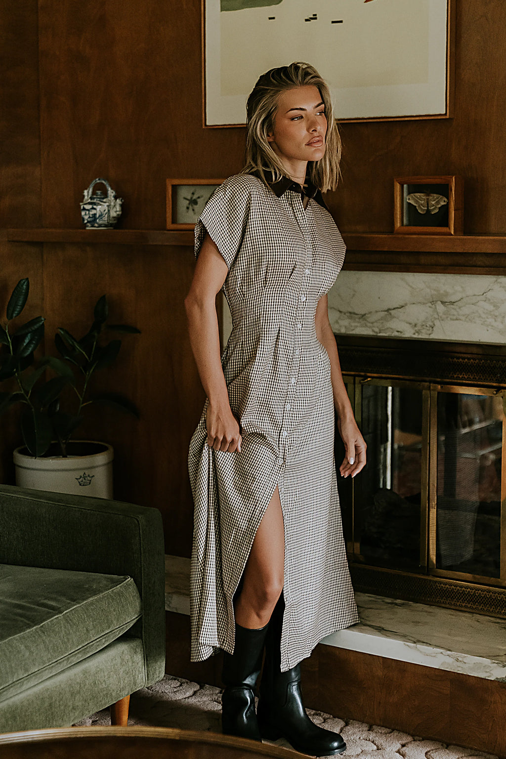 Houndstooth Maxi Dress K552