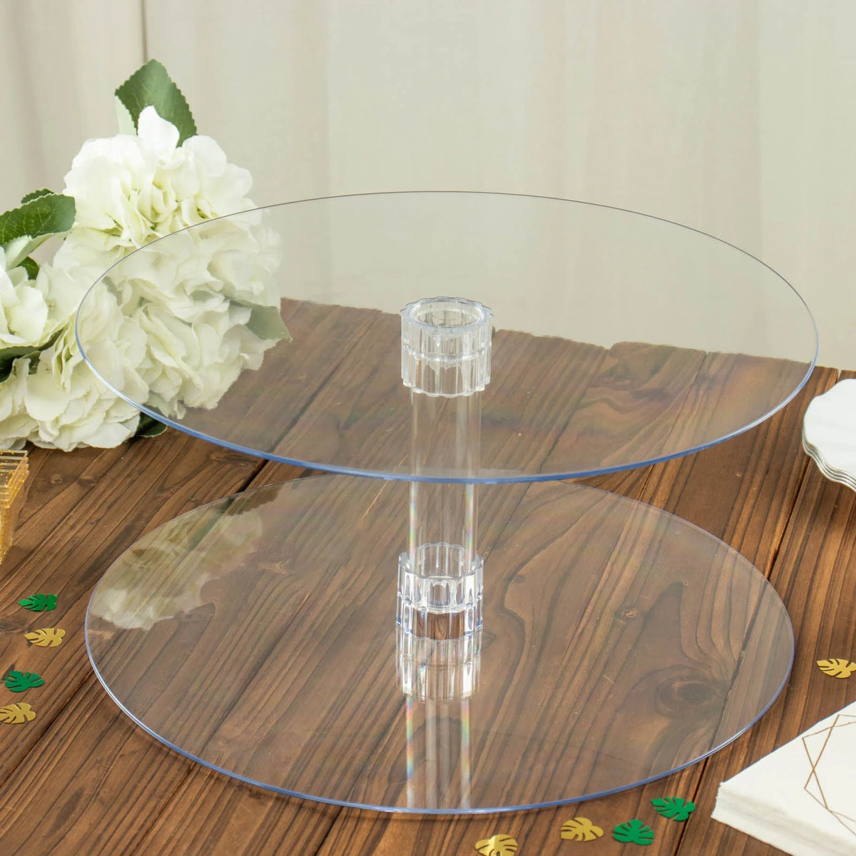 2 Tier 18 inch Acrylic Crystal Glass Clear Cupcake Stand K40844