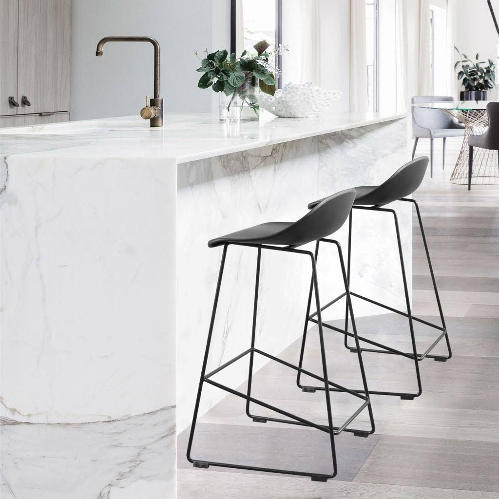 Set of 2 Plastic & Metal Sled Counter Stool H3314