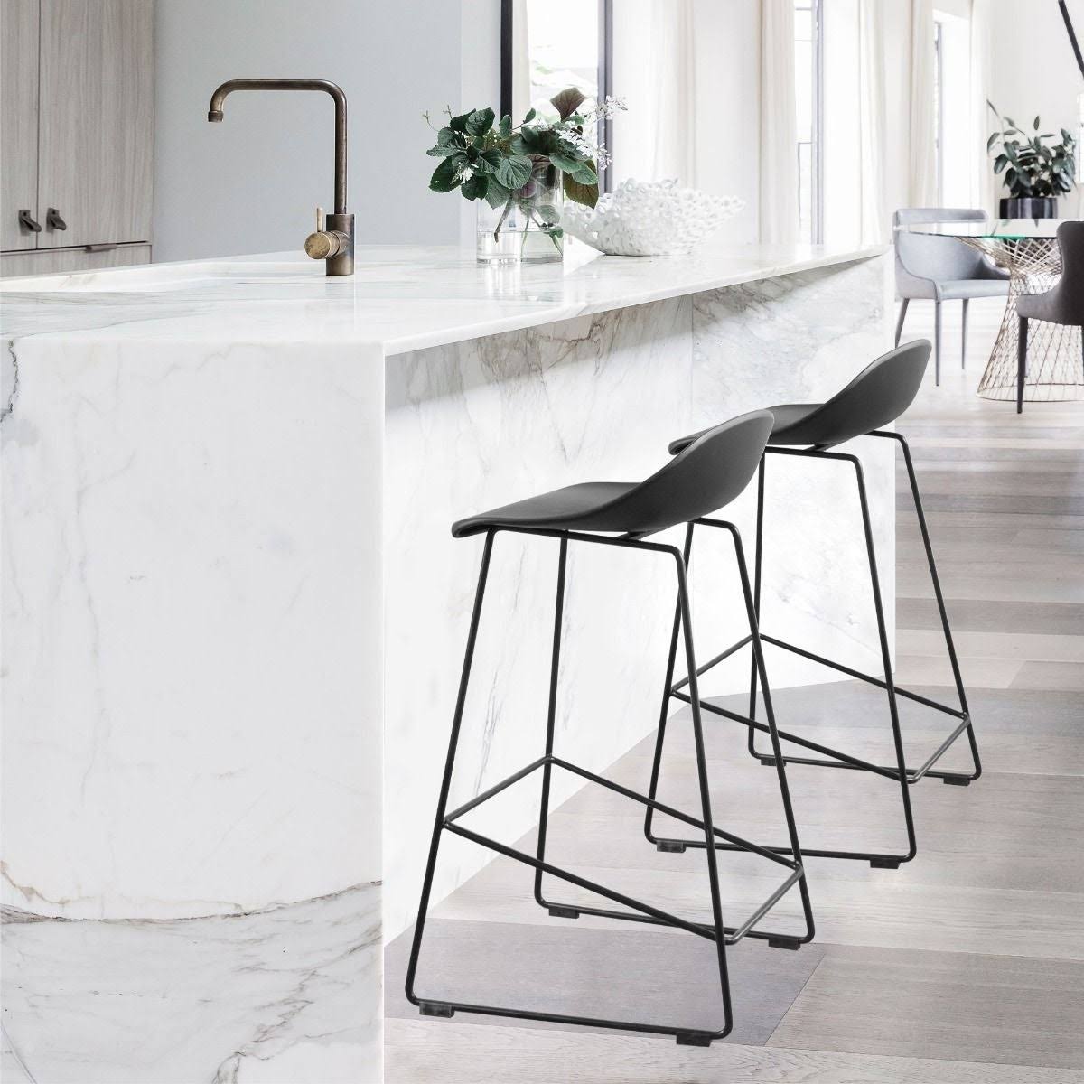 Set of 2 Plastic & Metal Sled Counter Stool H3314