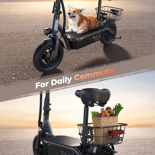 Electric Scooter with Seat, 14" Pneumatic Tire, Height Adjustable Seat T186125