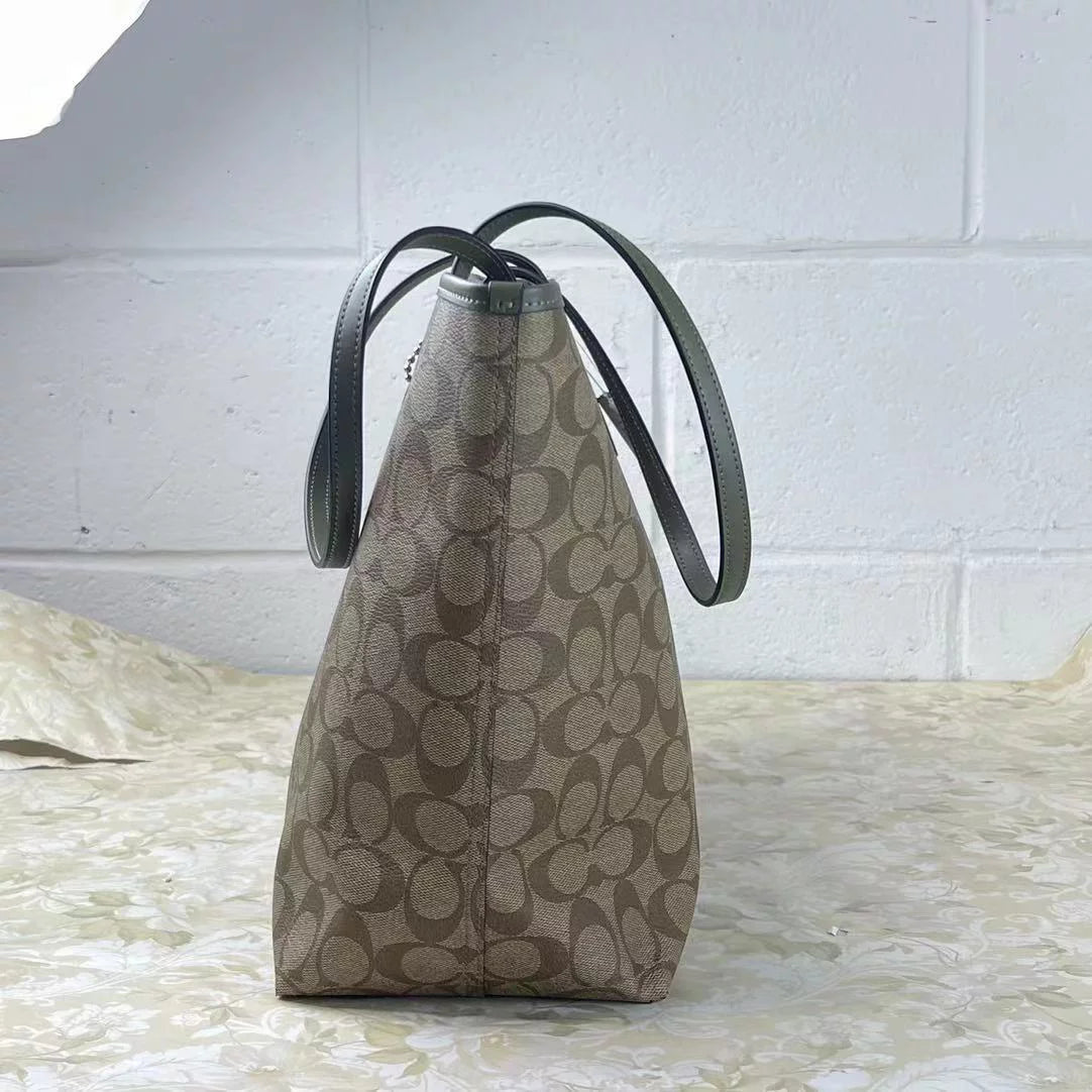 Signature Canvas Khaki Tote W340