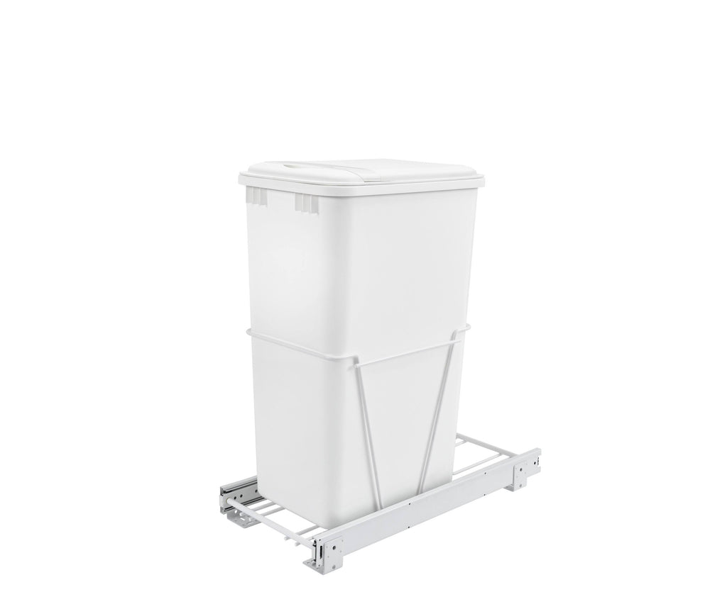 White Plastic Pull Out Trash Can M7602