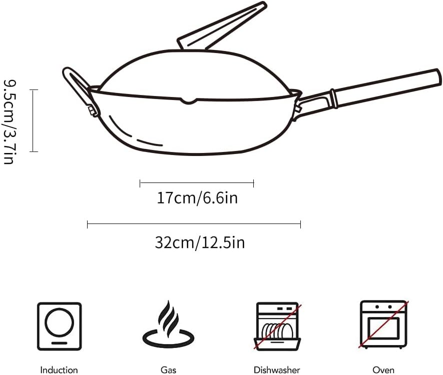 Carbon Steel Wok with Lid 12 Inch Q9779