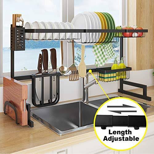Length Adjustable Stainless Steel Over Sink Rack 2 Tier Shelf J685