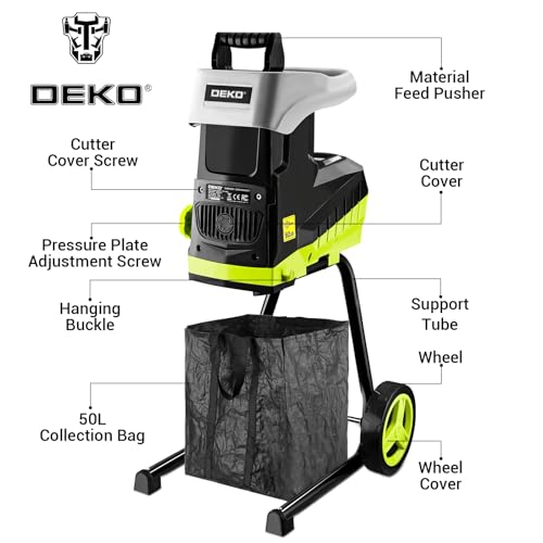 15-Amp Wood Chipper Shredder 2800W 1.77-Inch Leaf Mulcher with 50L Bag O74207