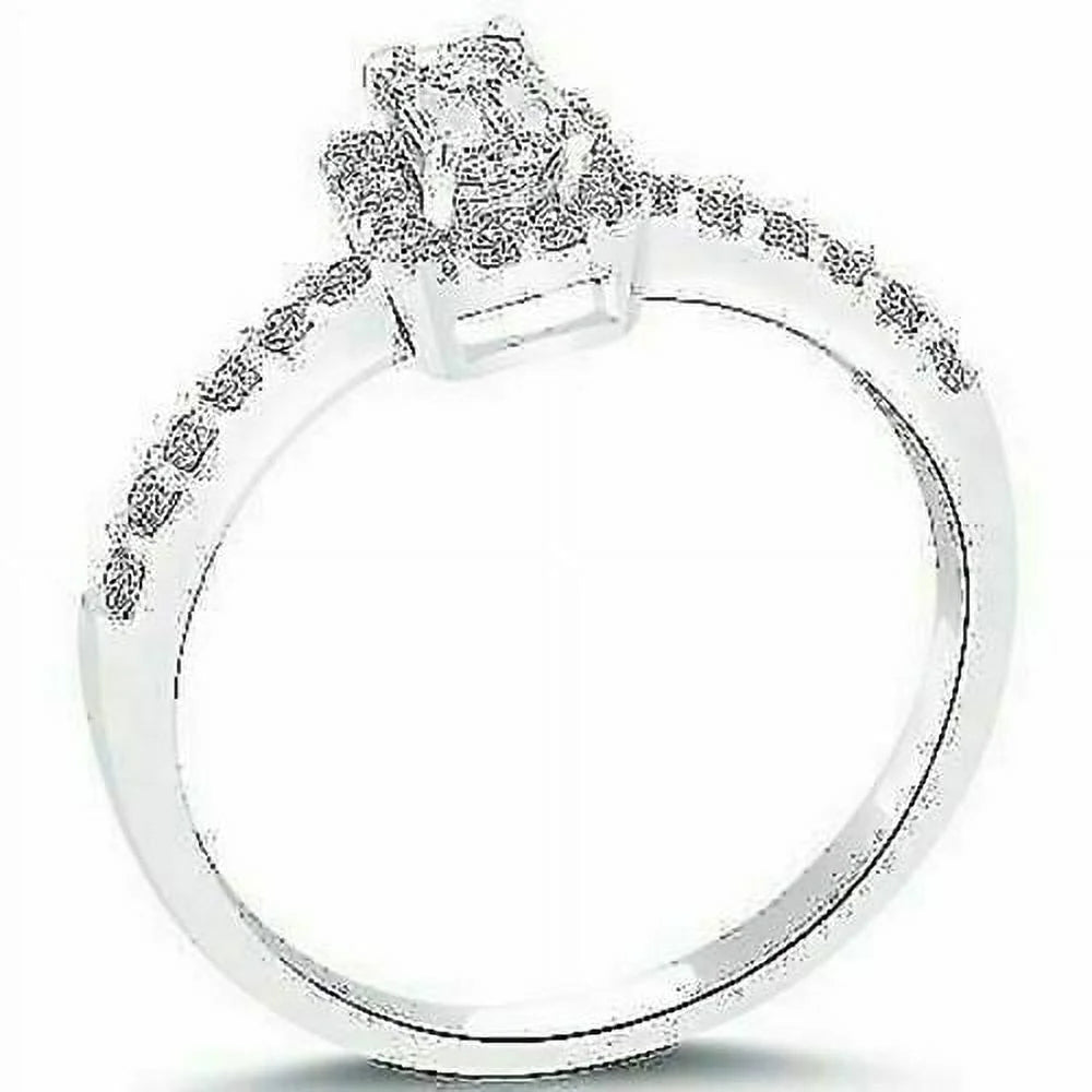 14k White Gold Pave Halo Diamond Engagement Ring X110