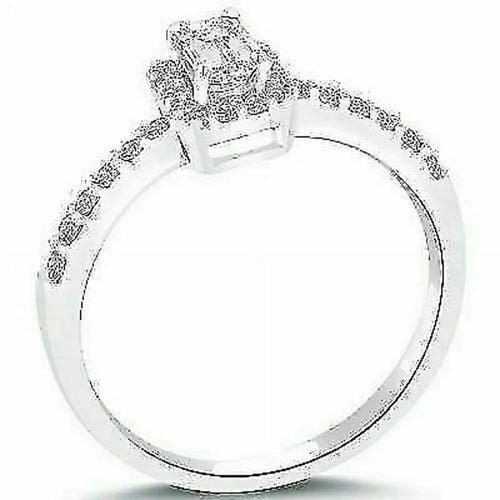 14k White Gold Pave Halo Diamond Engagement Ring X110