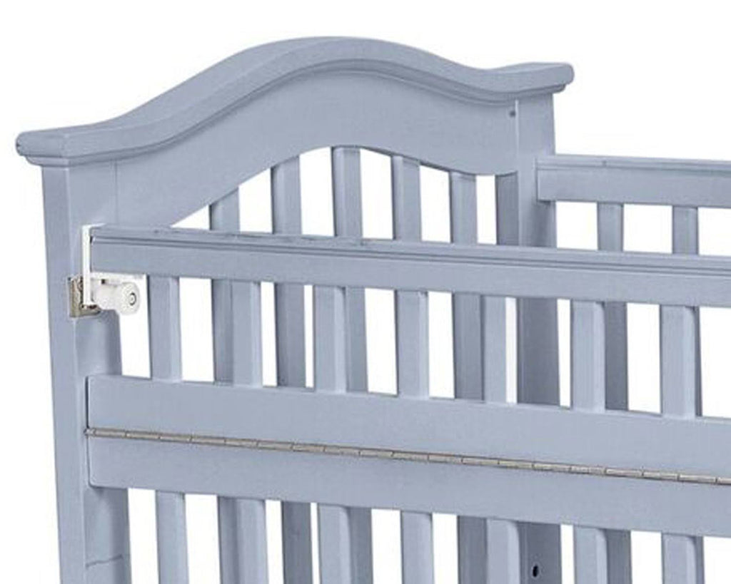 Slatted Wood and Metal Crib with Casters and Safety Gate Gray A776
