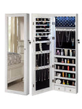 White Wall-Mounted Jewelry Cabinet with LED Lights K238