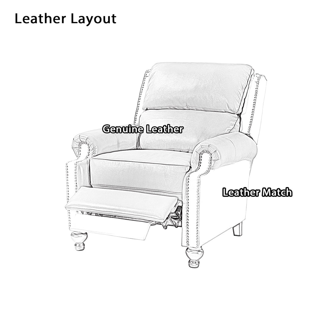 Camel Leather Recliner Chair with Wood Legs T18956