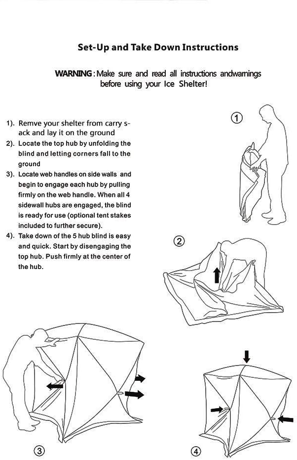 Red 1-2 Person 58X58X66 Waterproof Pop-up Ice Shelter Tent with Carrier Bag X772744