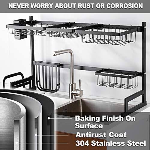 Length Adjustable Stainless Steel Over Sink Rack 2 Tier Shelf J685