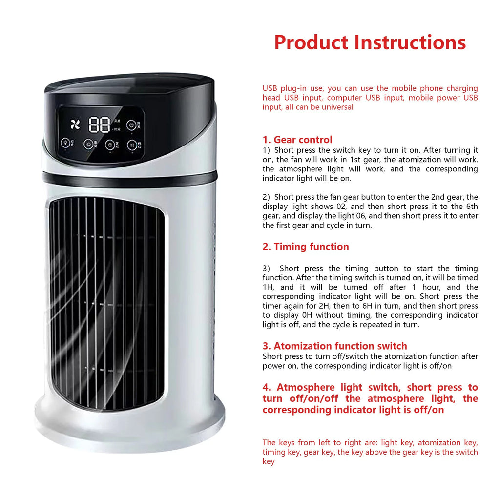 Electric Fan USB Multi-function Timing Air Cooler E71266