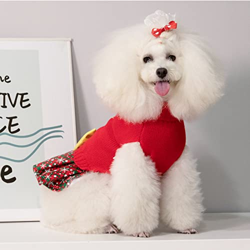 Christmas Dog Sweater Dress Turtleneck with Bowtie K9161