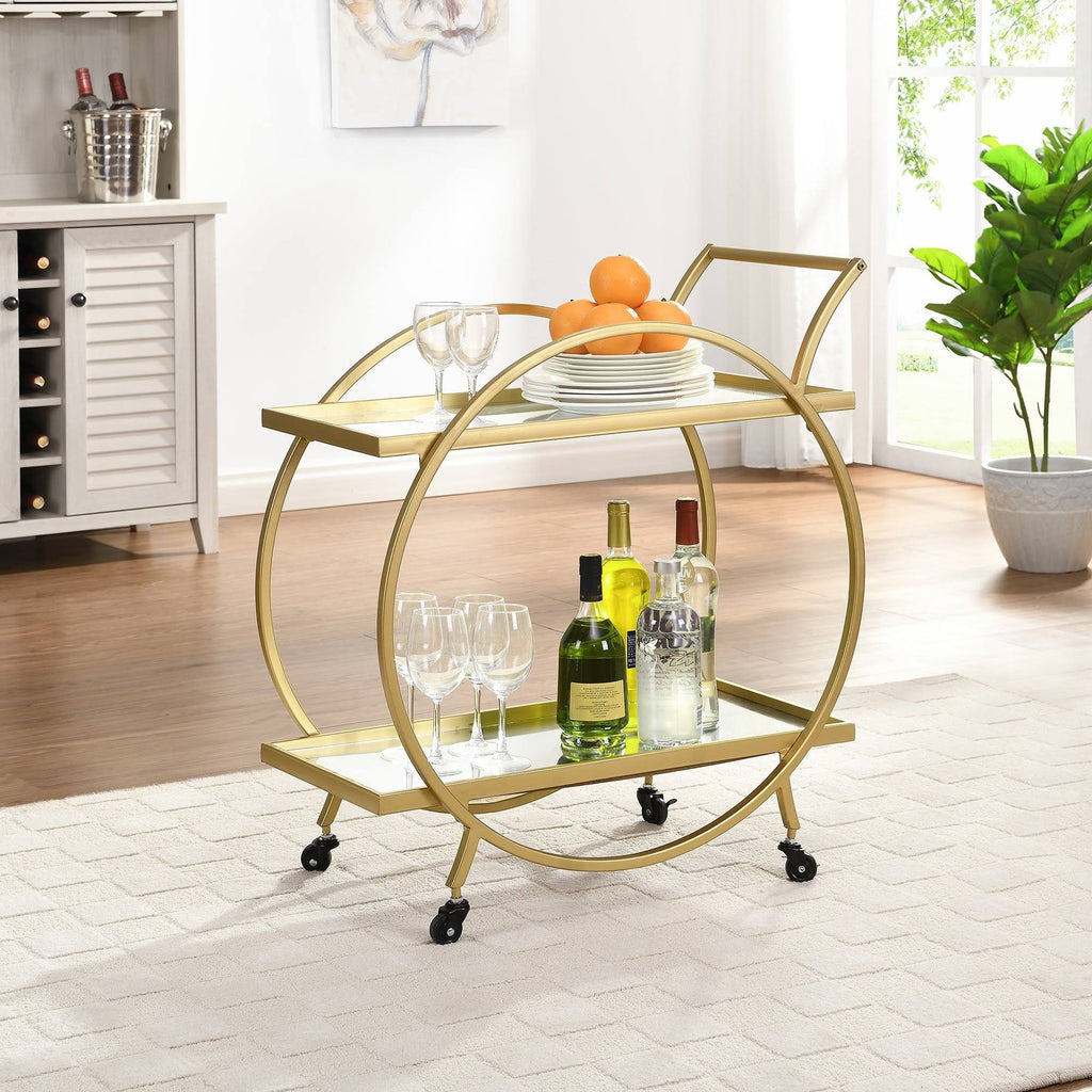 Gold/Brown Bar Cart W366