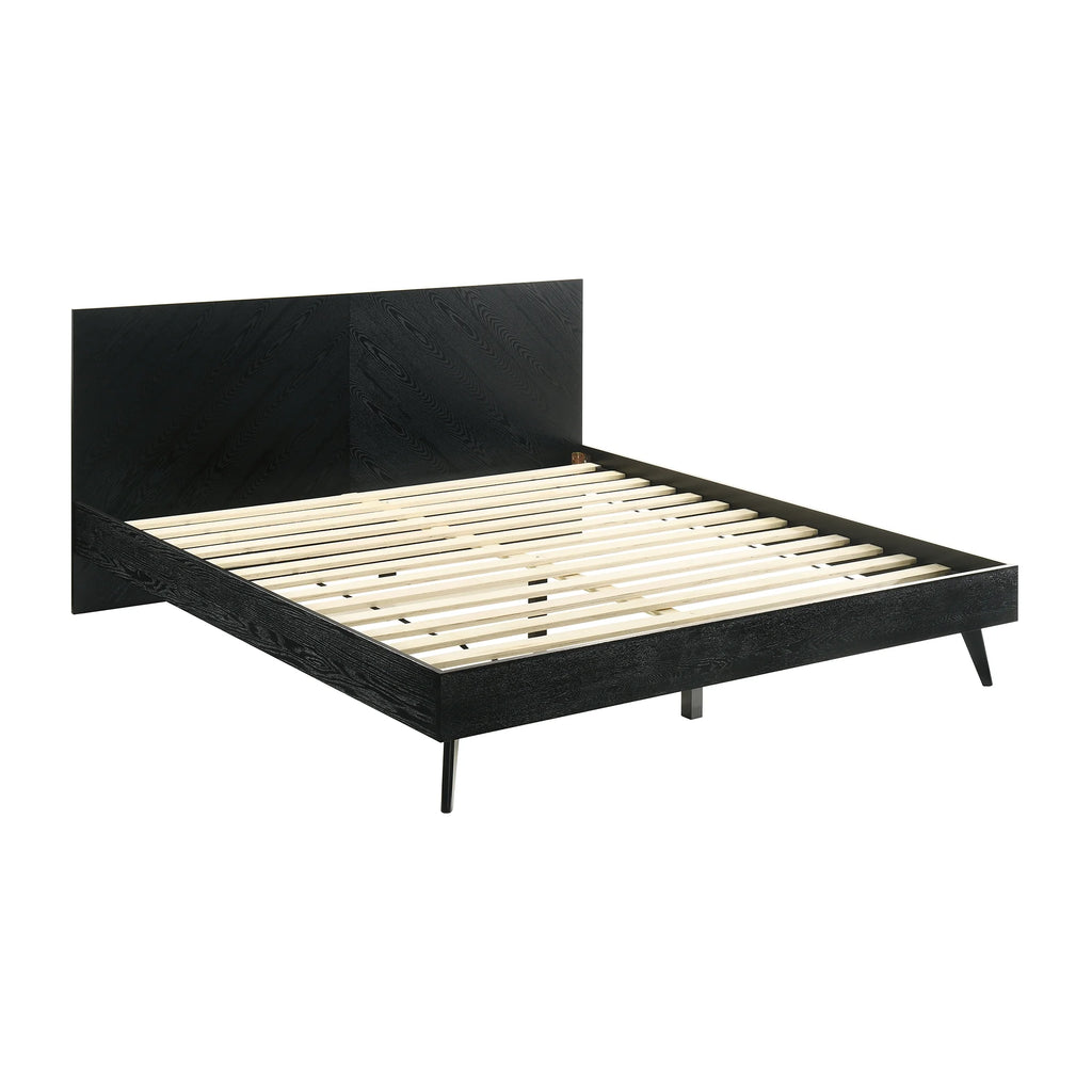 Black King Platform Wood Bed Frame with Tapered Legs A382792