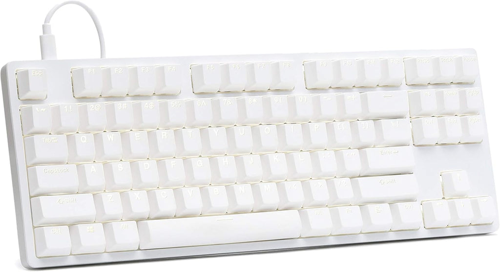 Tenkeyless Mechanical Keyboard with Anodized Aluminum Case, PBT Keycaps, USB-C, White Backlit LED, Linear Switches R981015