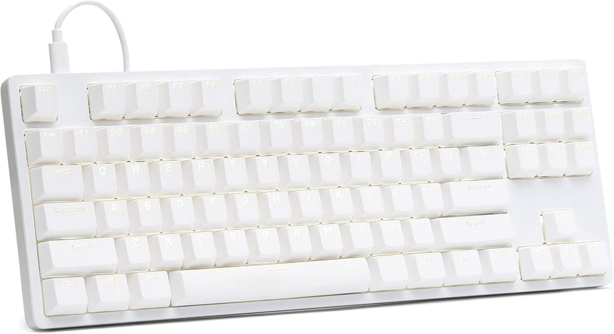 Tenkeyless Mechanical Keyboard with Anodized Aluminum Case, PBT Keycaps, USB-C, White Backlit LED, Linear Switches R981015