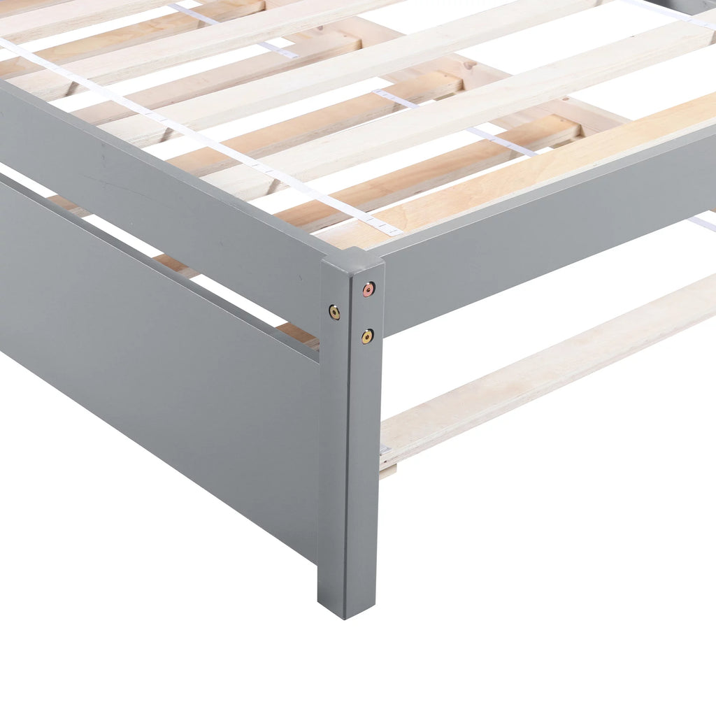 Twin Size Wood Platform Bed with Trundle W2204