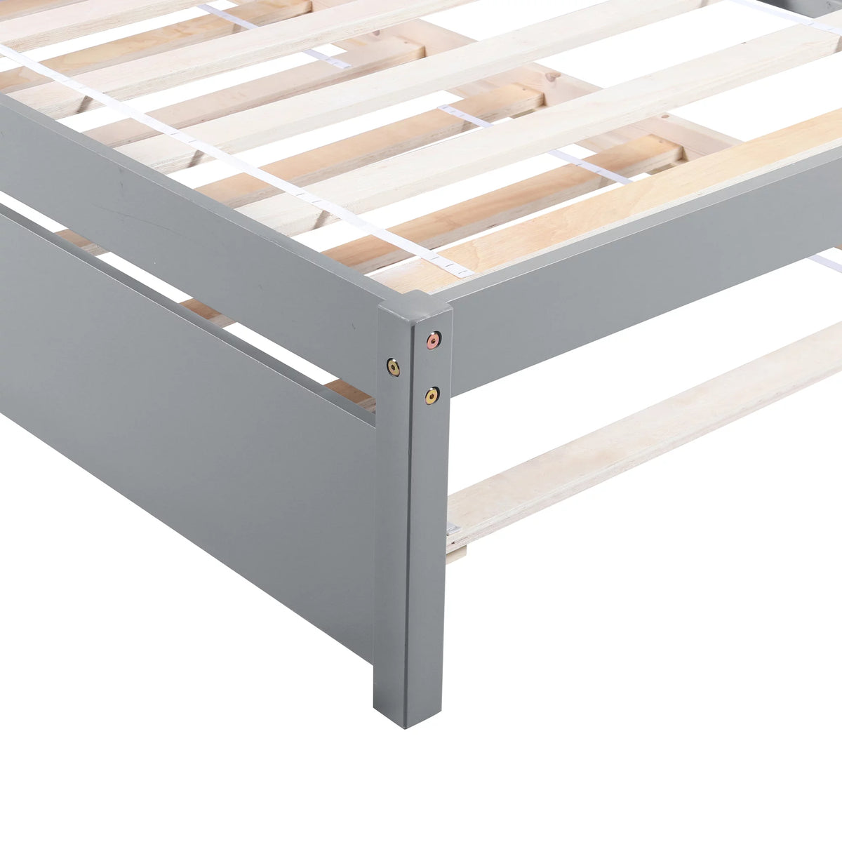 Twin Size Wood Platform Bed with Trundle W2204