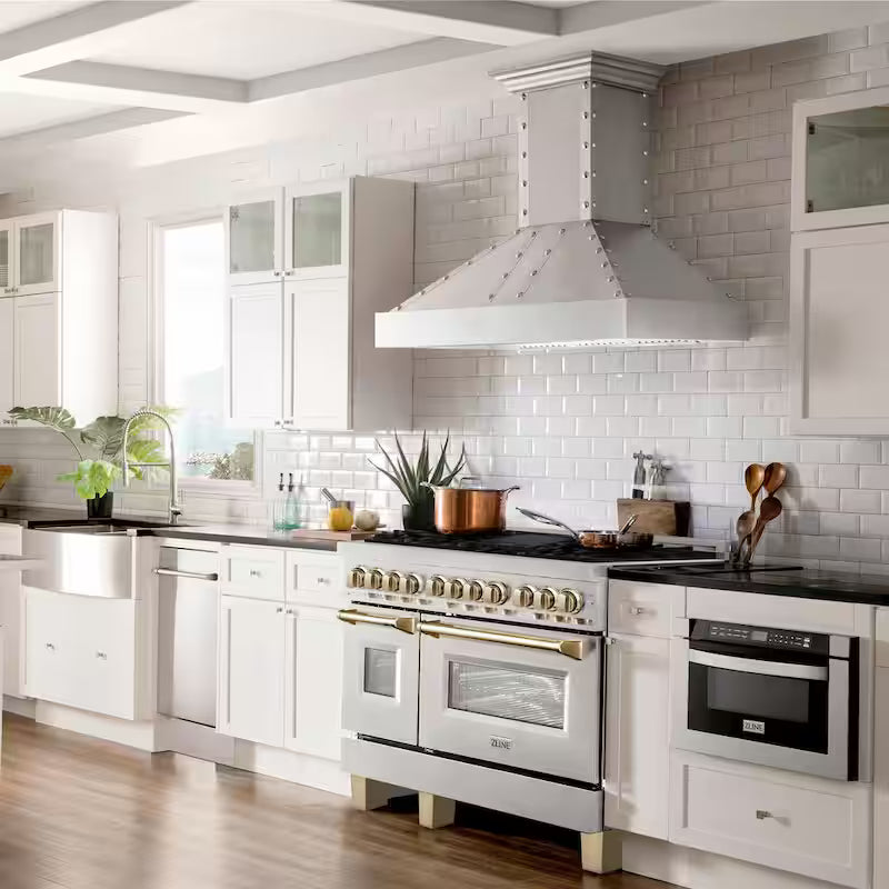 48 in. 7 Burner Double Oven Dual Fuel Range in Stainless Steel and Polished Gold S248