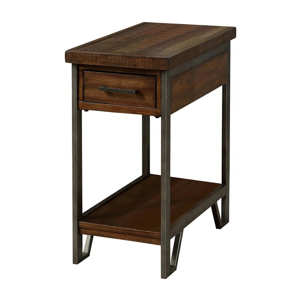 Farmhouse Wood 1-Drawer Side Table in Oak J309197