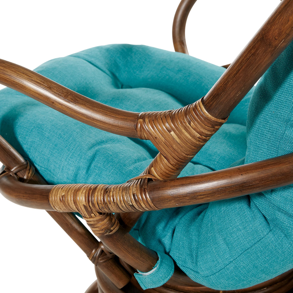 Blue and Brown Rattan Rocking Chair M506