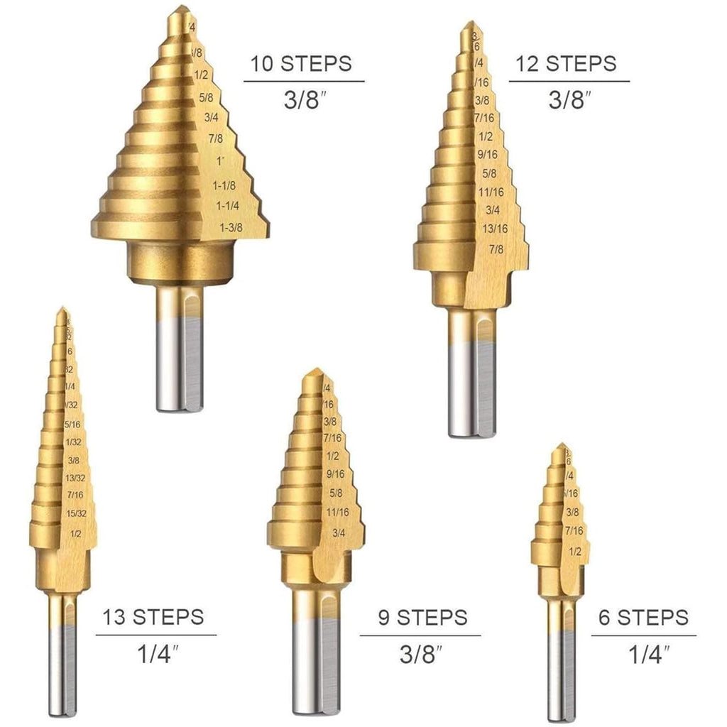 Step Drill Bit Set with Automatic Center Punch, 50 Sizes, 2 Pack D813