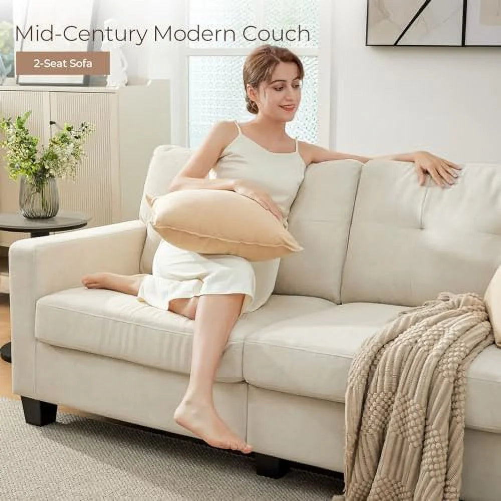 Velvet Fabric Loveseat Sofa with Solid Wood Frame J779