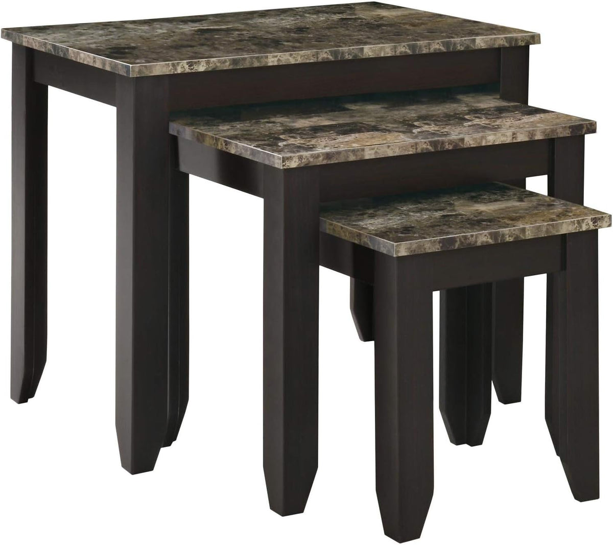 3-Piece Nesting Table Set Marble Look Top S32492