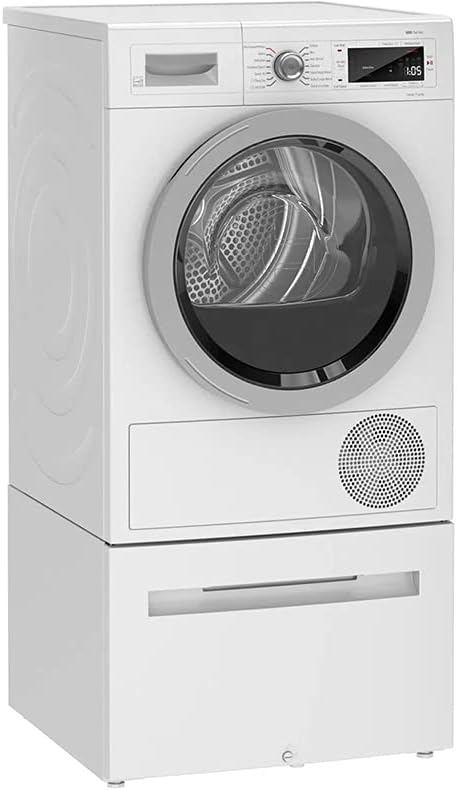 24" Smart Compact Heat Pump Dryer with 4 cu. ft. Capacity, Stainless Steel Drum, in White J396