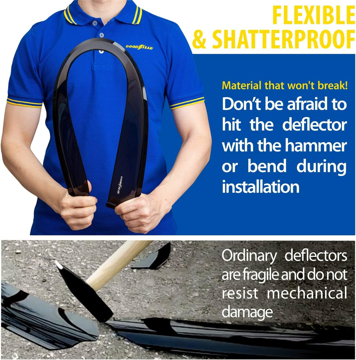 4pcs Shatterproof in-Channel Window Deflectors Rain Guards P802