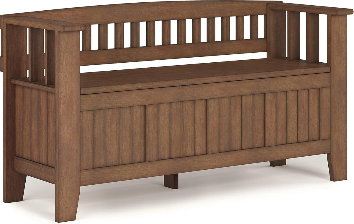 White Solid Wood 48 inch Storage Bench Z394