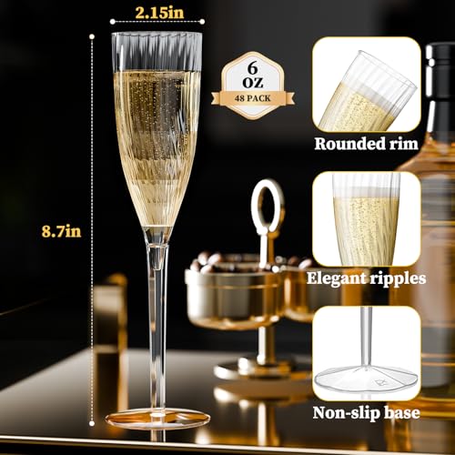 16 Pack 6oz Clear Champagne Flutes Q9944