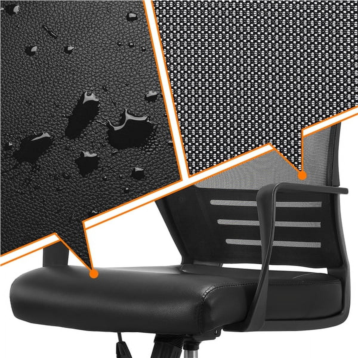 Adjustable Midback Ergonomic Mesh Swivel Office Chair with Lumbar Support, Brown Seat Y9048