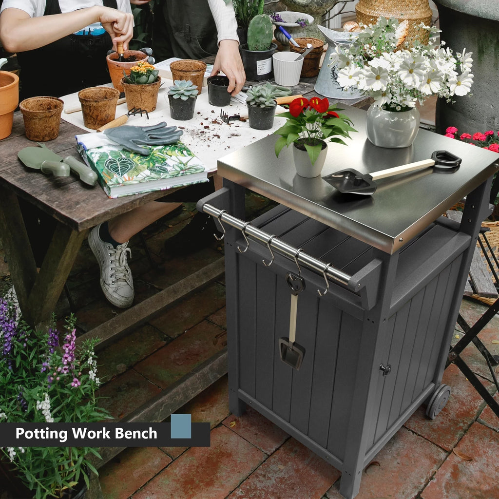 Barbecue Grill Side Table Trolley with 304 Stainless Steel Top R4997