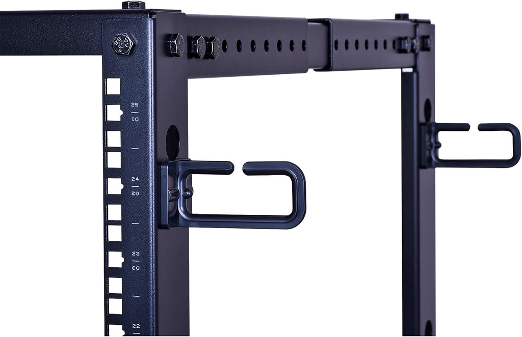 25U Open Frame Server Rack, 4 Post Adjustable Depth with Casters V282
