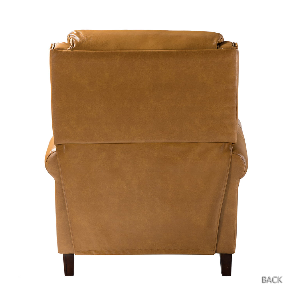 Camel Leather Recliner Chair with Wood Legs T18956
