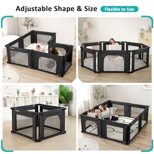 Black Breathable Mesh Foldable Baby Playpen 79x71 X128710
