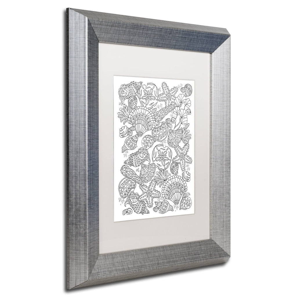 Nautical Shells White Matte Silver Frame 16x20-Inch U4966