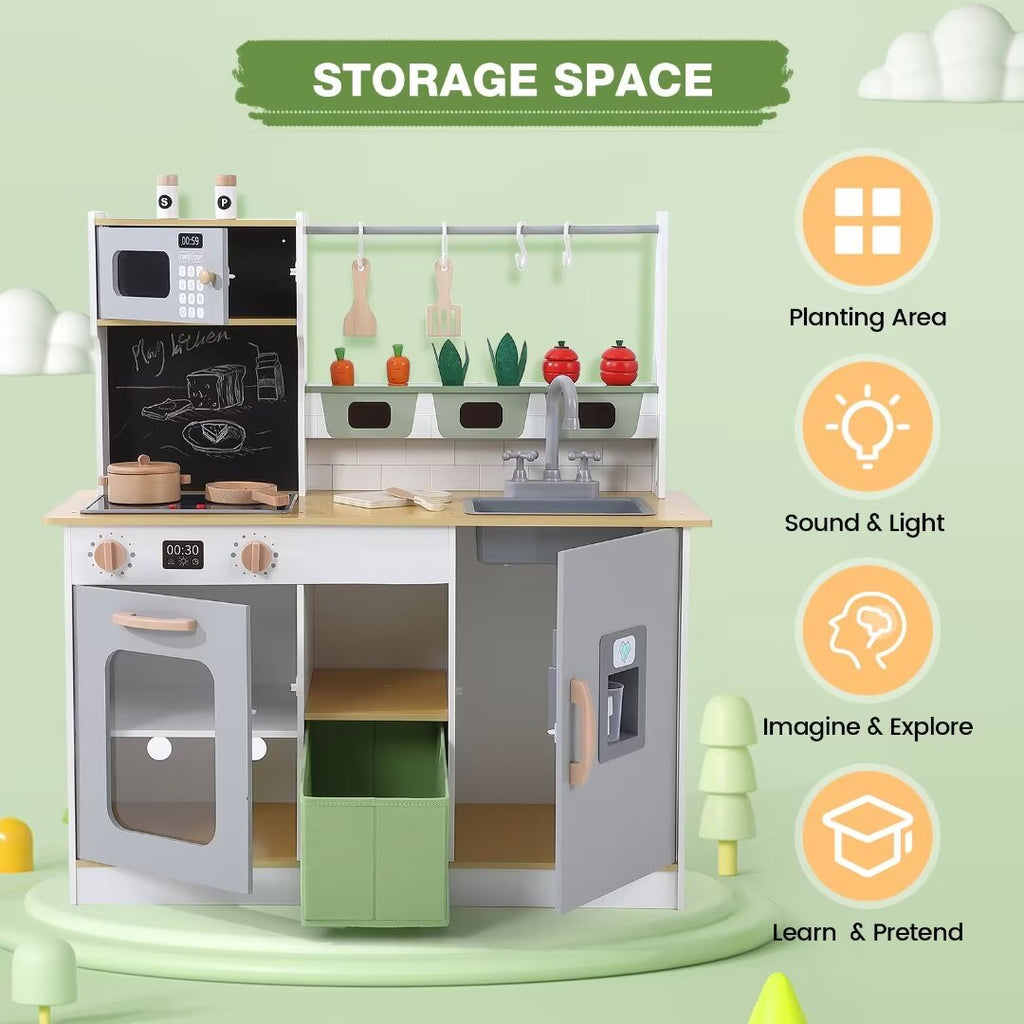 Wooden Kids Play Kitchen with Cookware Accessories Z867044