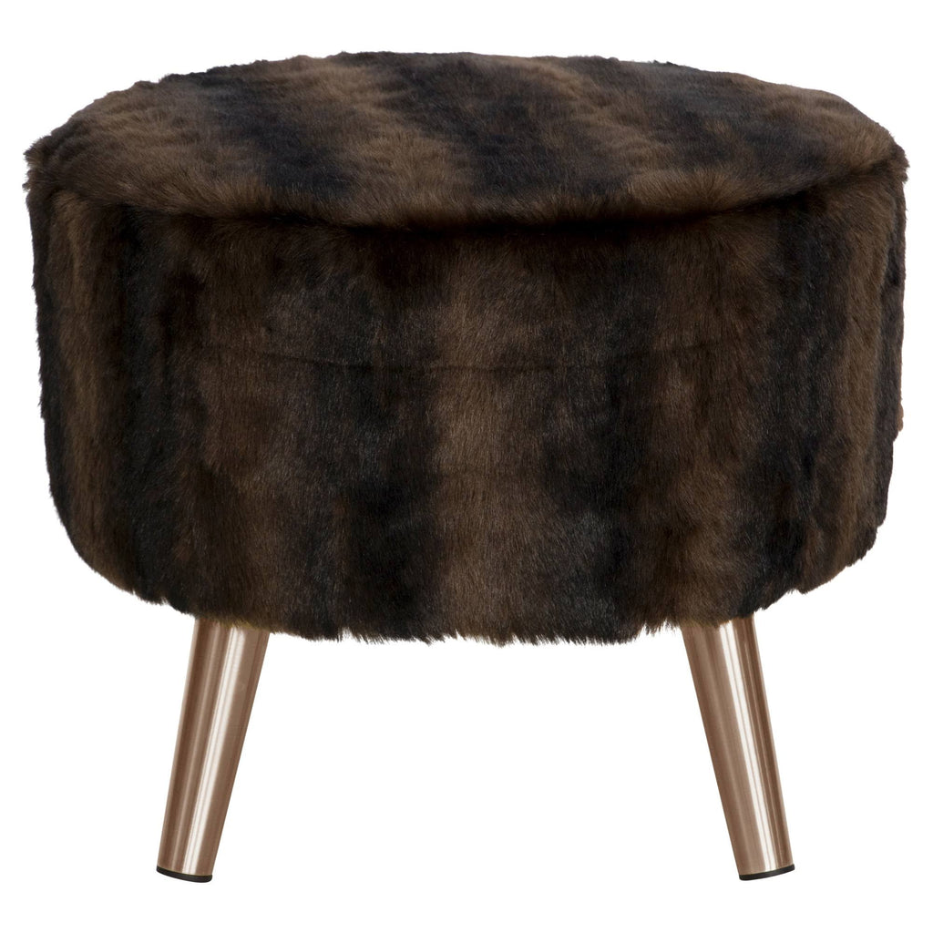 Sable Brown Round Ottoman with Splayed Legs H31292