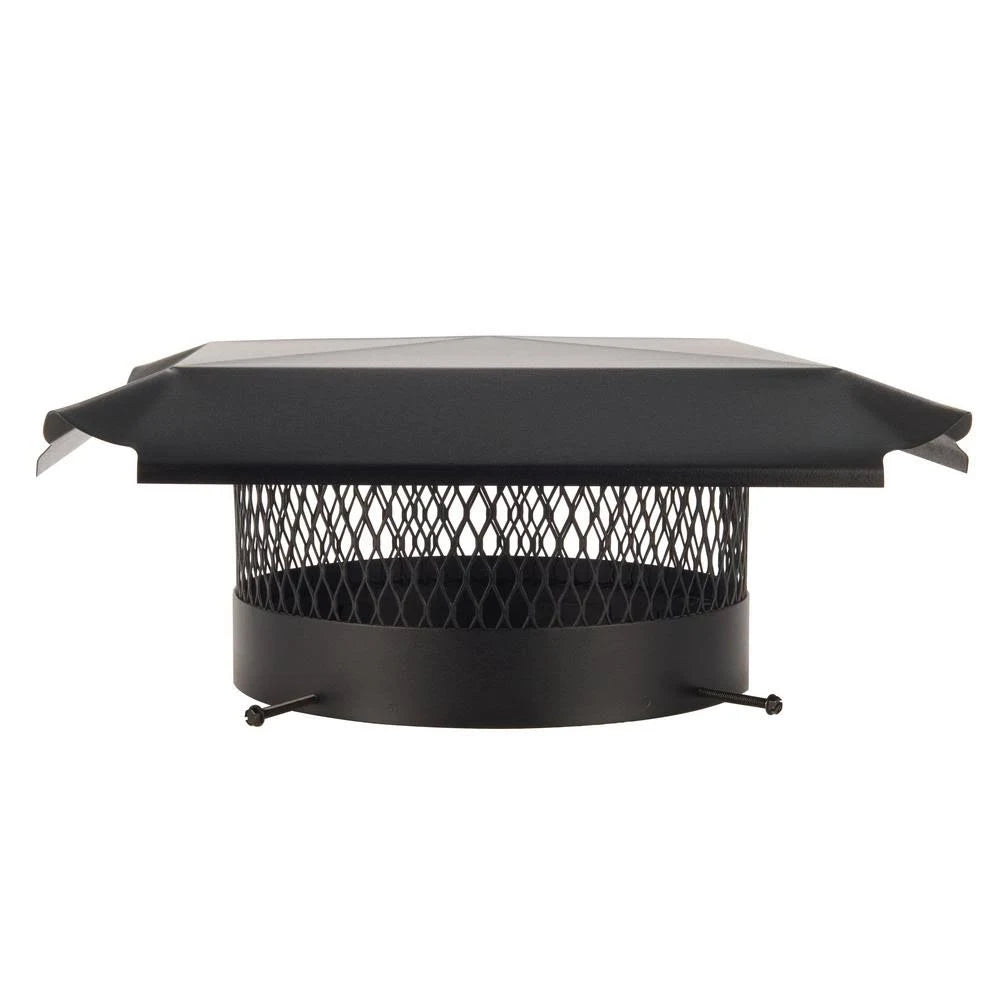 Round Bolt on Black Galvanized Steel Single Flue Chimney Cap E898059