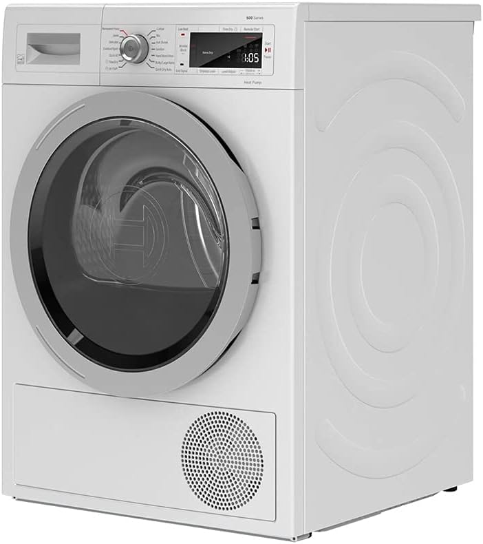 24" Smart Compact Heat Pump Dryer with 4 cu. ft. Capacity, Stainless Steel Drum, in White J396