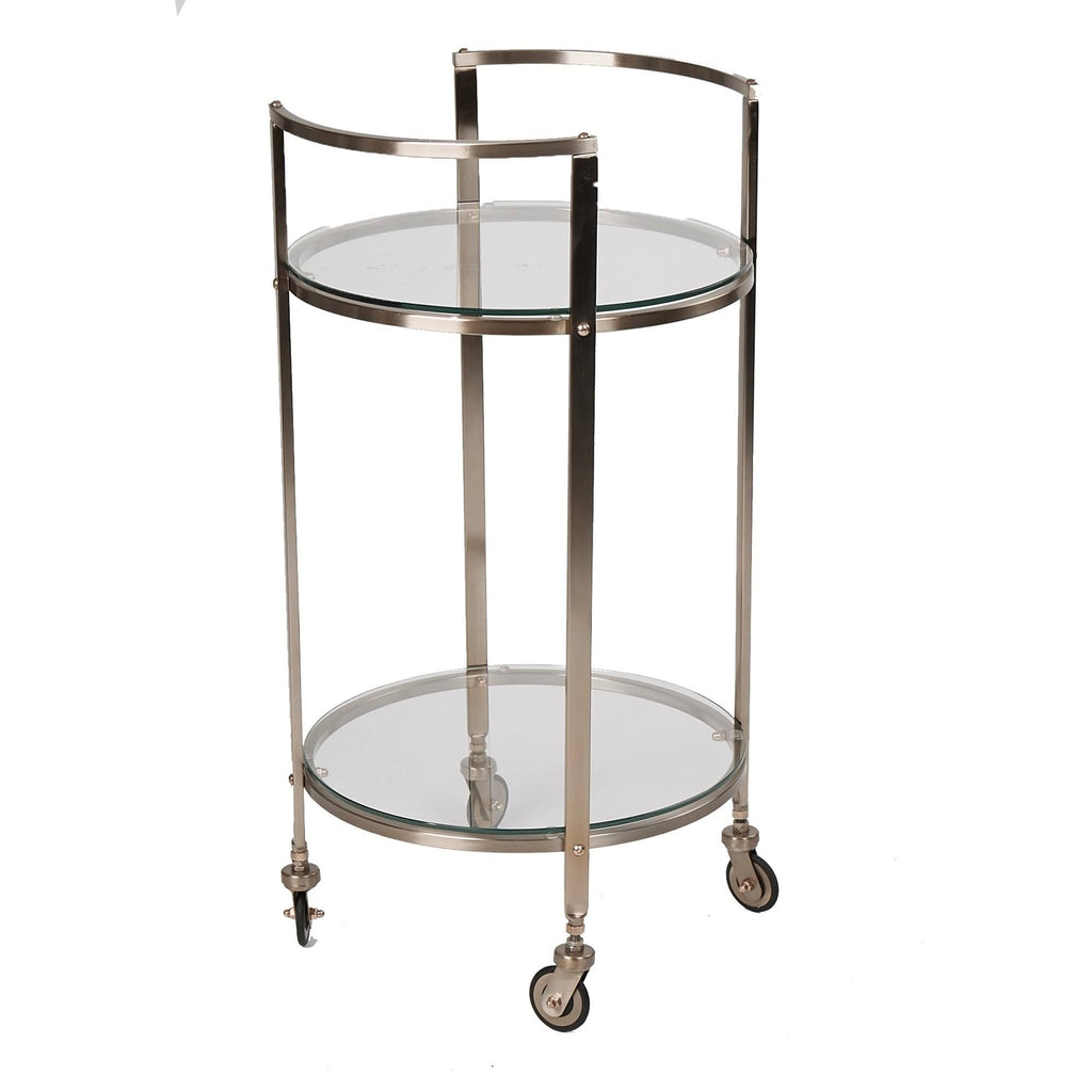 2 Tier Metal Bar Cart with Glass Top O240
