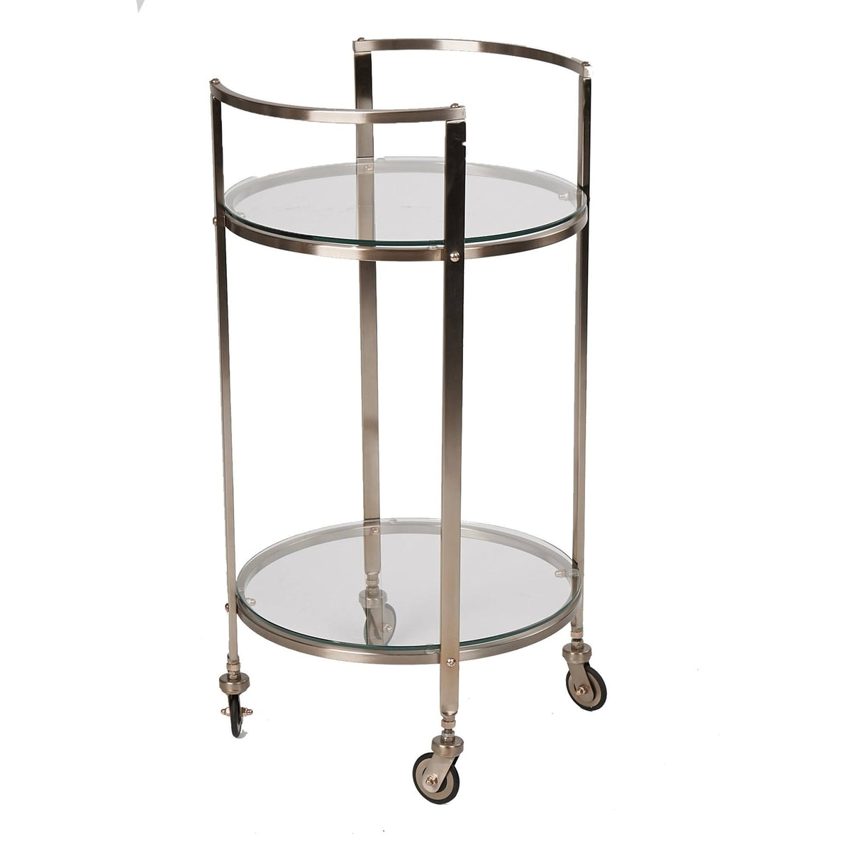 2 Tier Metal Bar Cart with Glass Top O240
