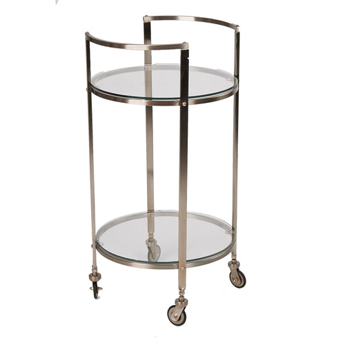 2 Tier Metal Bar Cart with Glass Top O240