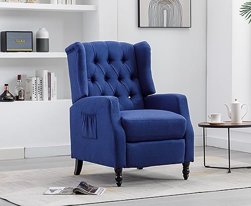 Navy Wingback Recliner Chair Set of 2 E29531