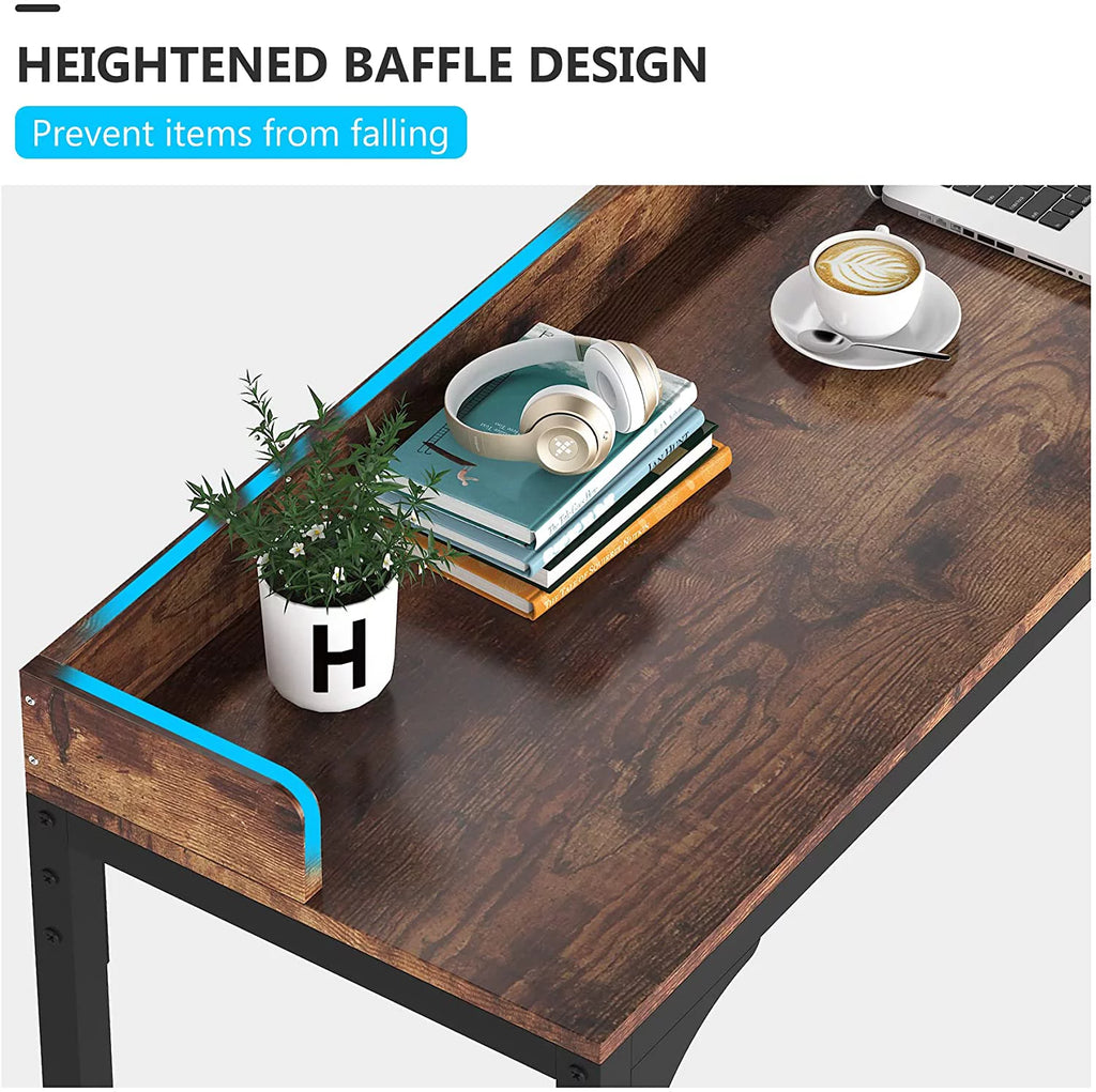 Brown Overbed Table with Wheels 70.8"L Queen Size Mobile Desk with Metal Legs E9628